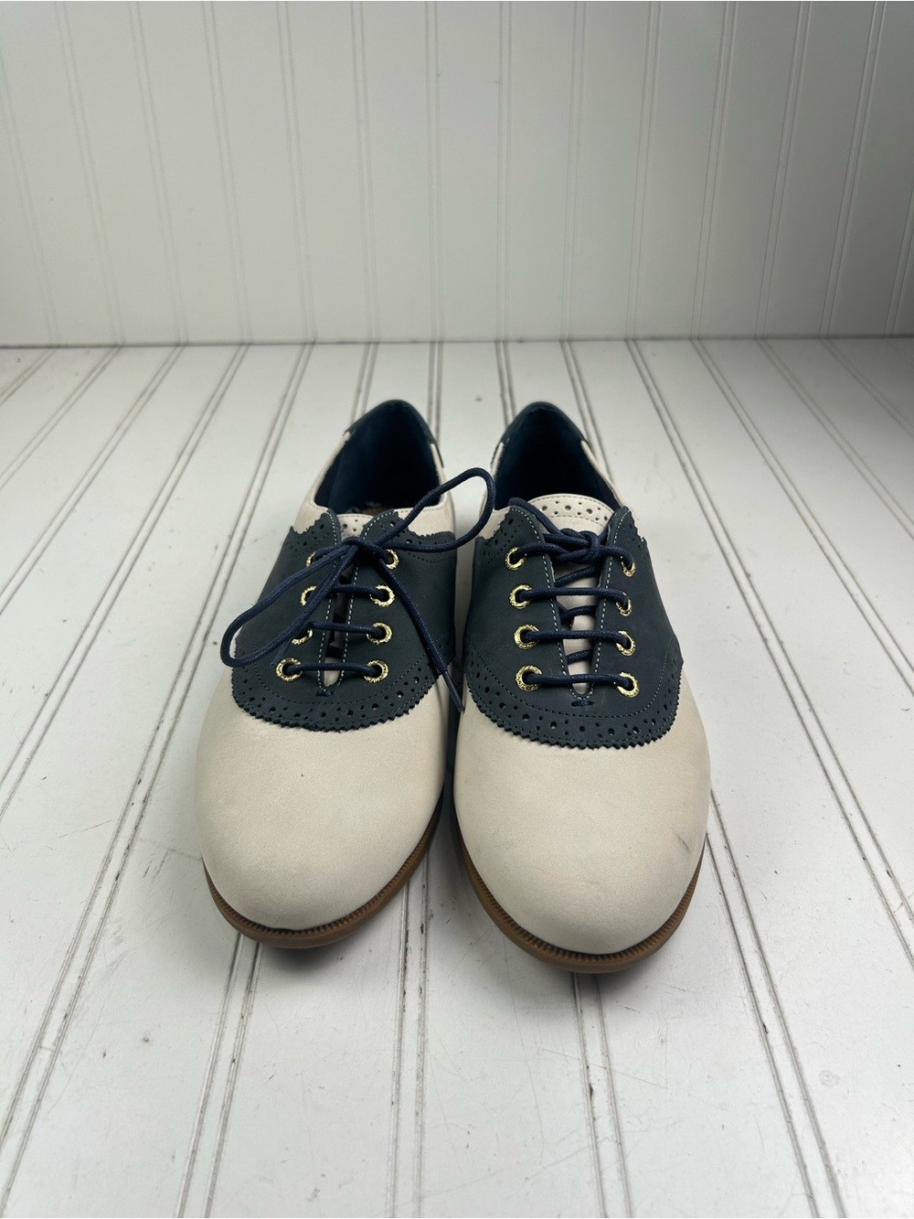 Sperry Top Sider Classic Navy White Leather Lace Boat Shoes Women’s Size 9M - Picture 3 of 11